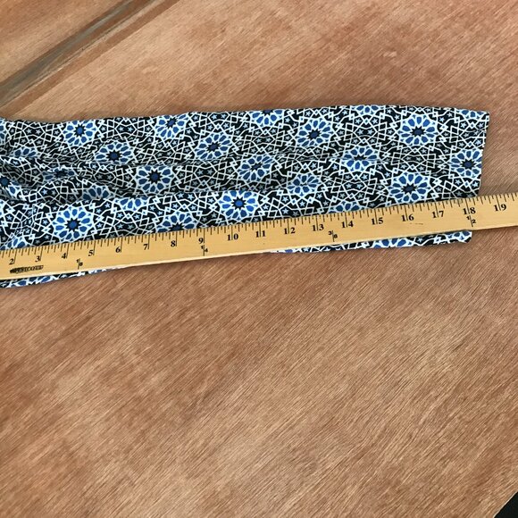 Ava Sky Romper Dress Women S Blue Geometric Tie Waist Pocket Long Sleeve Stretch - Picture 10 of 13